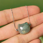 Fortune Jewel 925 Sterling Silver Faceless Cat Head Natural Labradorite Healing Bracelet Fortune Jewel