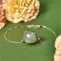 Fortune Jewel 925 Sterling Silver Faceless Cat Head Natural Labradorite Healing Bracelet Fortune Jewel