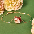 Fortune Jewel 925 Sterling Silver Faceless Cat Head Natural Red Flower Quartz Passion Bracelet Fortune Jewel