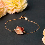 Fortune Jewel 925 Sterling Silver Faceless Cat Head Natural Red Flower Quartz Passion Bracelet Fortune Jewel