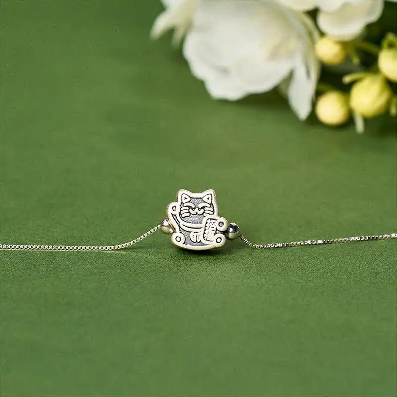 Fortune Jewel 999 Sterling Silver Fortune Cat 925 Sterling Silver Chain Protection Bracelet Fortune Jewel