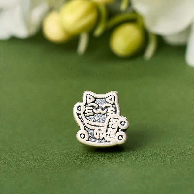 Fortune Jewel 999 Sterling Silver Fortune Cat 925 Sterling Silver Chain Protection Bracelet Fortune Jewel
