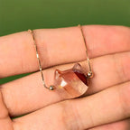 Fortune Jewel 925 Sterling Silver Cat Head Natural Red Flower Quartz Protection Necklace Pendant Fortune Jewel