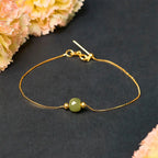Fortune Jewel 925 Sterling Silver Natural Jade Bead Abundance Chain Bracelet Fortune Jewel