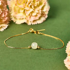 Fortune Jewel 925 Sterling Silver Natural Jade Bead Abundance Chain Bracelet Fortune Jewel