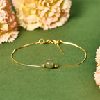 Fortune Jewel 925 Sterling Silver Natural Jade Bead Abundance Chain Bracelet Fortune Jewel