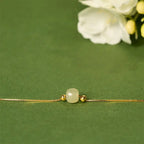 Fortune Jewel 925 Sterling Silver Natural Jade Bead Abundance Chain Bracelet Fortune Jewel
