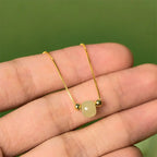 Fortune Jewel 925 Sterling Silver Natural Jade Bead Abundance Chain Bracelet Fortune Jewel