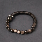 Fortune Jewel Silver Sheen Obsidian Coconut Shell Protection Bracelet Fortune Jewel