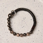 Fortune Jewel Silver Sheen Obsidian Coconut Shell Protection Bracelet Fortune Jewel