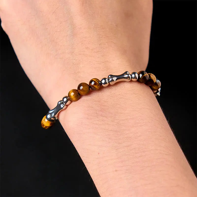 Fortune Jewel Cute Bone Pattern Tiger Eye Courage Beads Bracelet Fortune Jewel