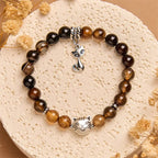 Fortune Jewel Chocolate Siamese Cat Dark Brown Striped Agate Bead Protection Bracelet Fortune Jewel