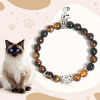 Fortune Jewel Chocolate Siamese Cat Dark Brown Striped Agate Bead Protection Bracelet Fortune Jewel
