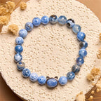 Fortune Jewel Natural Cat Head Blue Agate Kyanite Protection Bracelet Fortune Jewel