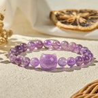 Buddha Stones "Wishing You Clarity and Calm" Cute Cat Amethyst Bracelet Includes Gift Message Card Fortune Jewel
