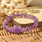 Buddha Stones "Wishing You Clarity and Calm" Cute Cat Amethyst Bracelet Includes Gift Message Card Fortune Jewel