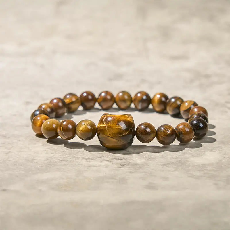 Fortune Jewel Cute Cat Tiger Eye Power Beads Bracelet Fortune Jewel