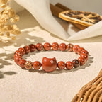 Fortune Jewel Faceless Cat Head Design Red Turquoise Luck Bracelet Fortune Jewel