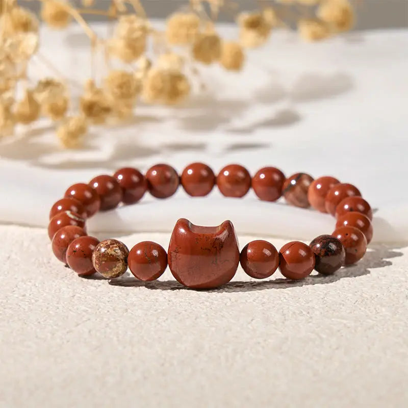 Fortune Jewel Faceless Cat Head Design Red Turquoise Luck Bracelet Fortune Jewel
