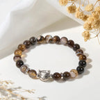 Fortune Jewel Chocolate Siamese Cat Natural Brown Striped Agate Bead Stability Bracelet Fortune Jewel