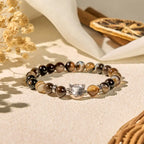 Fortune Jewel Chocolate Siamese Cat Natural Brown Striped Agate Bead Stability Bracelet Fortune Jewel