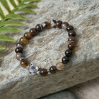Fortune Jewel Chocolate Siamese Cat Natural Brown Striped Agate Bead Stability Bracelet Fortune Jewel