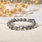 Fortune Jewel Cute Cat Natural Grey Jasper Bead Healing Bracelet Fortune Jewel