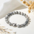 Fortune Jewel Cute Cat Natural Grey Jasper Bead Healing Bracelet Fortune Jewel