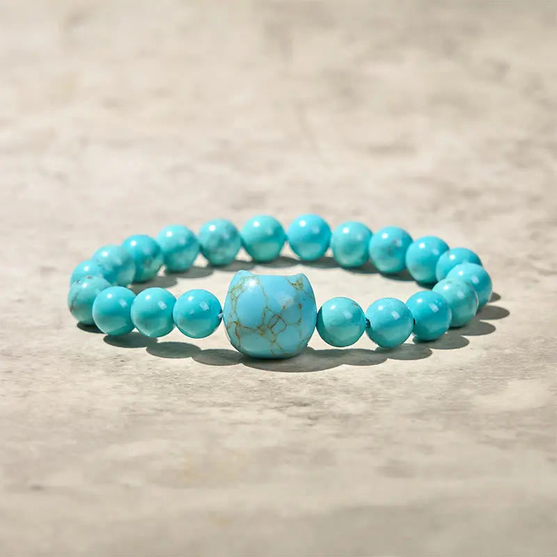 Fortune Jewel Natural Cat Turquoise Strength Beads Bracelet Fortune Jewel
