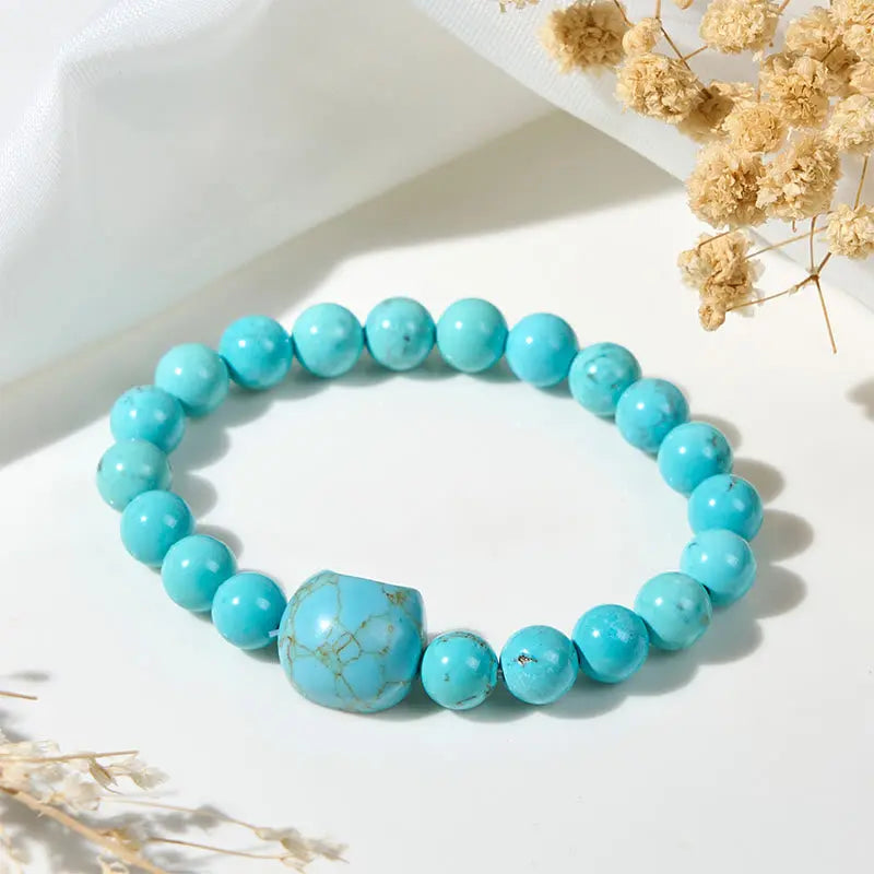 Fortune Jewel Natural Cat Turquoise Strength Beads Bracelet Fortune Jewel