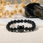 Buddha Stones "Wishing You Strength and Protection" Cat Onyx Bracelet Includes Gift Message Card Fortune Jewel
