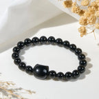 Fortune Jewel Black Cat Natural Black Onyx Protection Bracelet Fortune Jewel