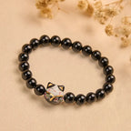 Fortune Jewel Black Cat Natural Black Onyx Ceramic Kitten Fortune Bracelet Fortune Jewel