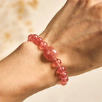 Fortune Jewel Natural Strawberry Quartz Cat Healing Positive Bracelet Fortune Jewel