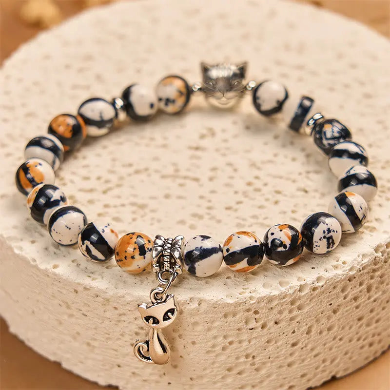 Fortune Jewel Calico Cat Natural Stone Bead Confidence Bracelet Fortune Jewel