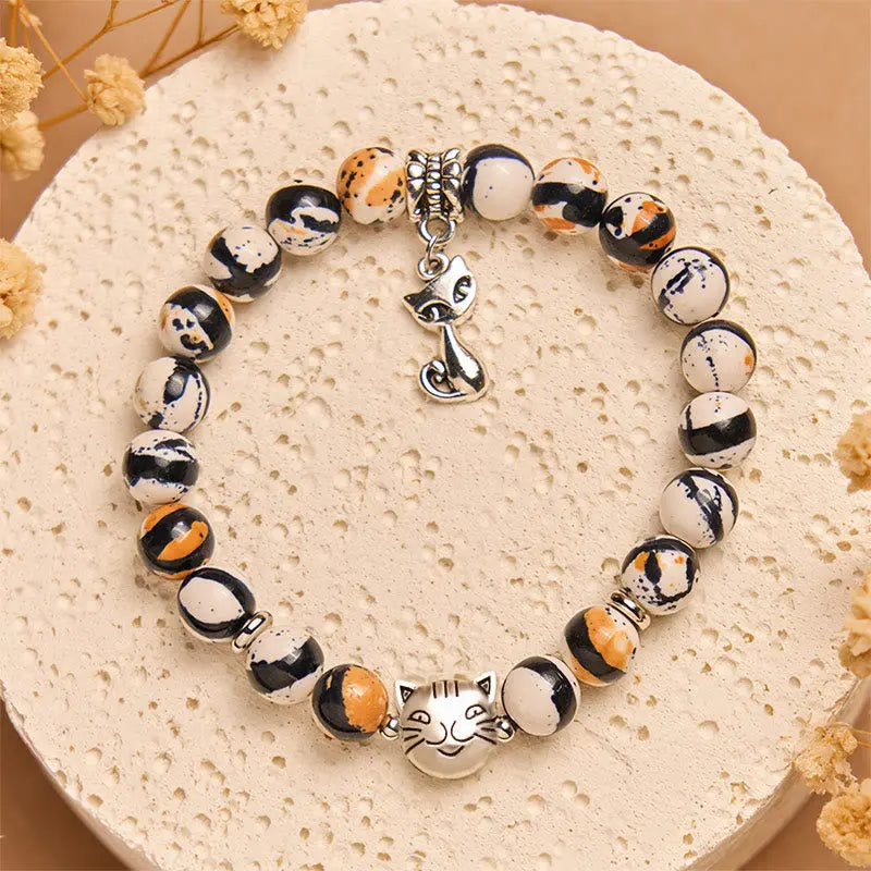 Fortune Jewel Calico Cat Natural Stone Bead Confidence Bracelet Fortune Jewel