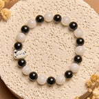 Fortune Jewel Bicolor Cat Black Onyx White Chalcedony Fortune Bracelet Fortune Jewel