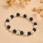 Fortune Jewel Bicolor Cat Black Onyx White Chalcedony Fortune Bracelet Fortune Jewel