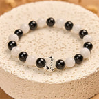 Fortune Jewel Bicolor Cat Black Onyx White Chalcedony Fortune Bracelet Fortune Jewel