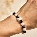 Fortune Jewel Bicolor Cat Black Onyx White Chalcedony Fortune Bracelet Fortune Jewel