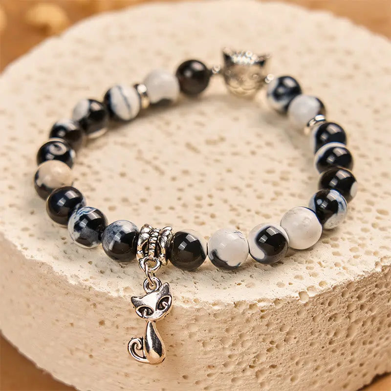 Fortune Jewel "Sending Love and Joy to Your Cat" Cat Agate Bracelet Includes Gift Message Card Fortune Jewel