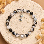 Buddha Stones Black and White Cat Fire Agate Bead Love Bracelet Fortune Jewel