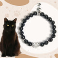 Fortune Jewel Black Cat Natural Black Onyx Kitten Support Bracelet Fortune Jewel