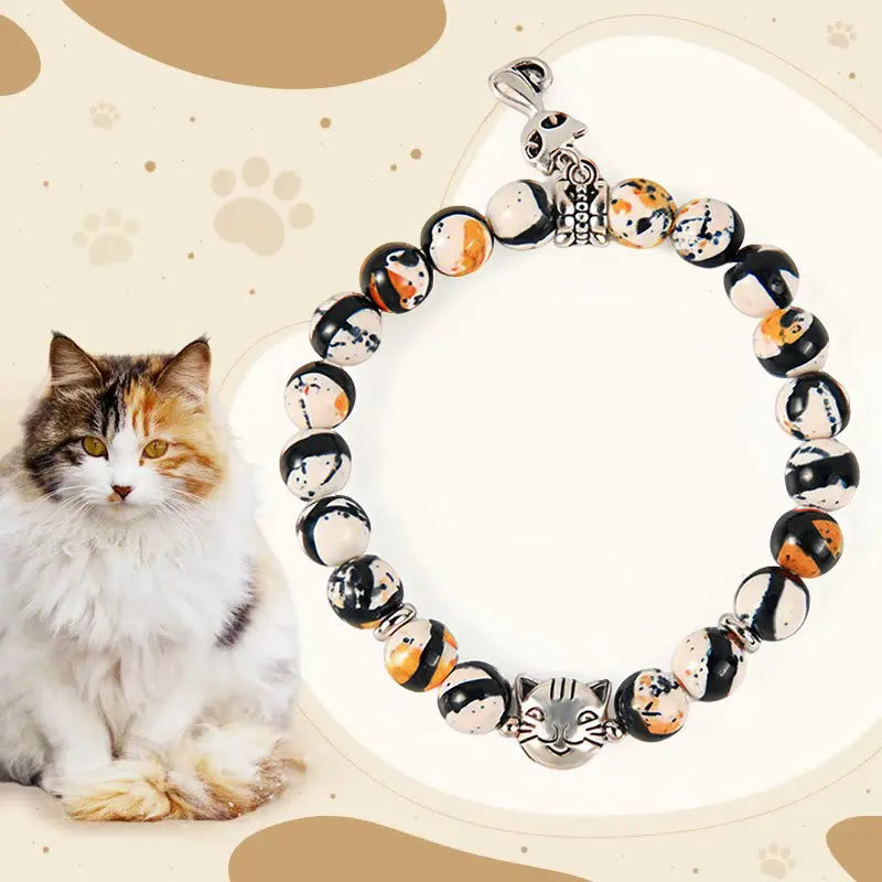 Fortune Jewel Calico Cat Natural Stone Bead Confidence Bracelet Fortune Jewel