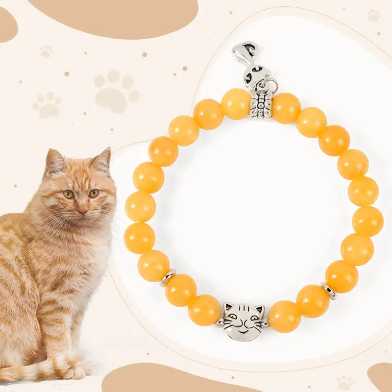 Fortune Jewel Orange Tabby Cat Yellow Chalcedony Positivity Bracelet Fortune Jewel