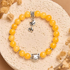 Fortune Jewel Orange Tabby Cat Yellow Chalcedony Positivity Bracelet Fortune Jewel