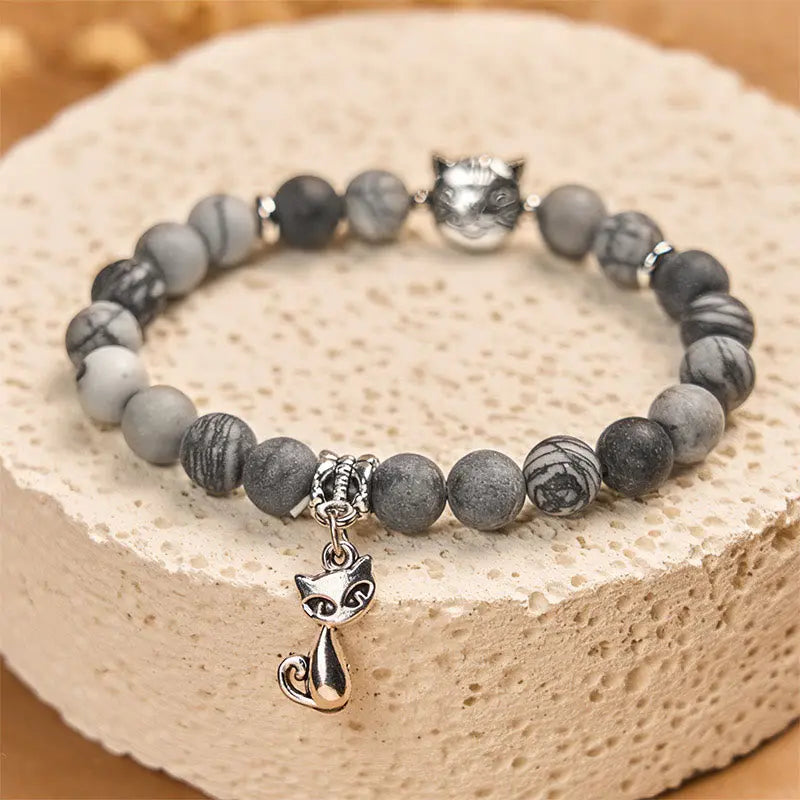 Fortune Jewel "Wishing Love and Safety for Your Cat" Grey Tabby Bracelet Includes Gift Message Card Fortune Jewel