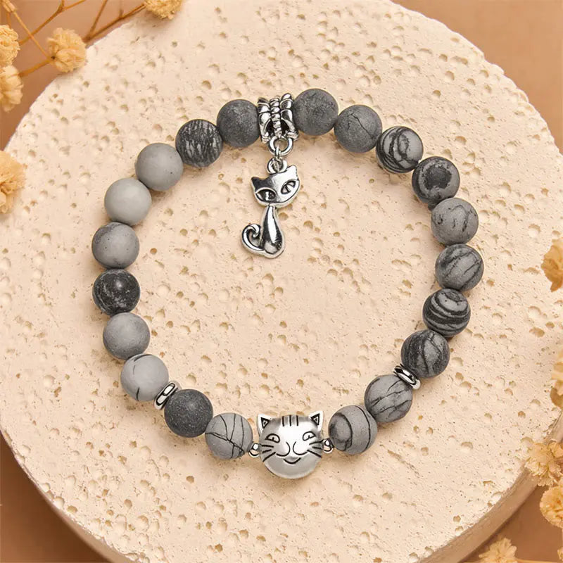 Fortune Jewel "Wishing Love and Safety for Your Cat" Grey Tabby Bracelet Includes Gift Message Card Fortune Jewel