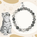 Fortune Jewel Grey Tabby Cat Natural Black Veined Jasper Strength Bracelet Fortune Jewel