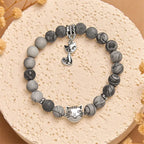 Fortune Jewel Grey Tabby Cat Natural Black Veined Jasper Strength Bracelet Fortune Jewel